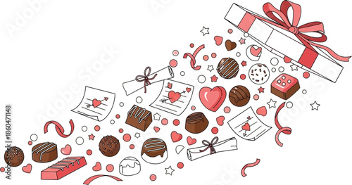 Valentine's day gift and chocolate illustration