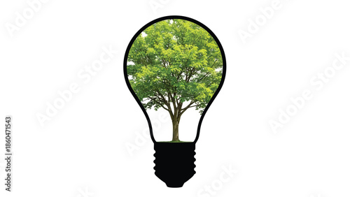 Green tree inside lightbulb ecology and renewable energy concept