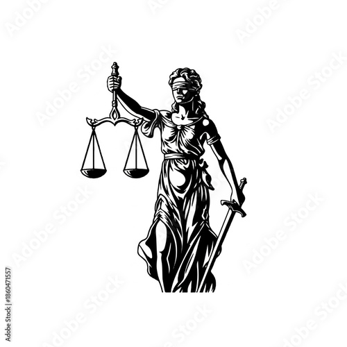 Figure of justice holding scales and sword