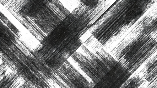 An abstract black and white sketch featuring dynamic intersecting lines and textured brushstrokes creates a visually striking pattern