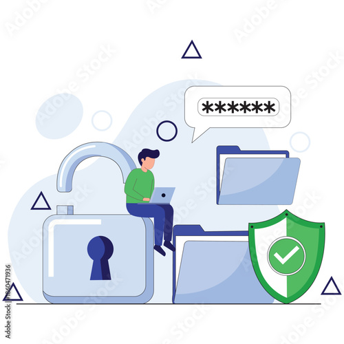 Cybersecurity Fortress: An illustration of a determined individual securing vital data, navigating the digital world with vigilance, safeguarding sensitive information from prying eyes.