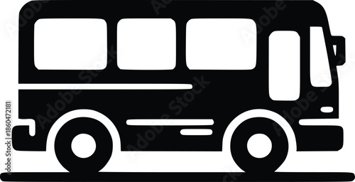 Simple black and white illustration of a public transportation bus icon