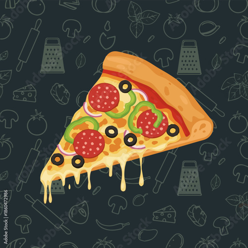 National Pizza Day design template concept. Retro cartoon fast food posters and cards. Social media templates stories posts.