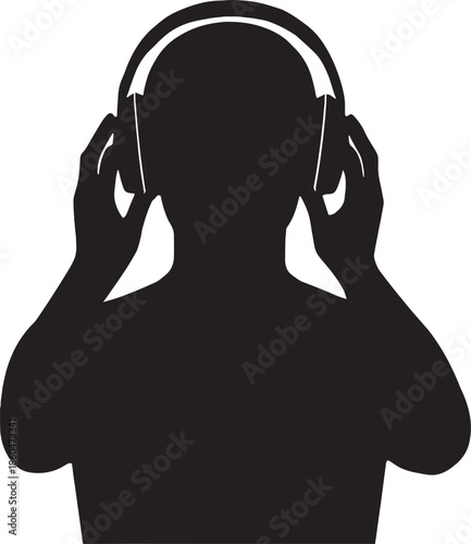 Person listening to music with headphones on
