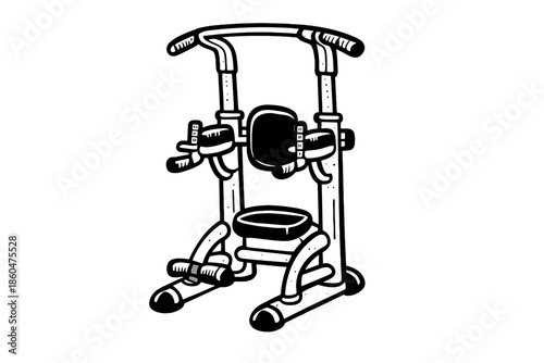 Doodle Pull-Up Station. Doodle-style vector icon of a compact station fully transformed into a pull-up bar, sturdy but cute look,