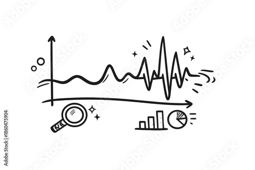 Doodle Heartbeat Graph. Doodle-style vector icon of a time graph with a heartbeat rhythm, smooth pulse transforming into sharper