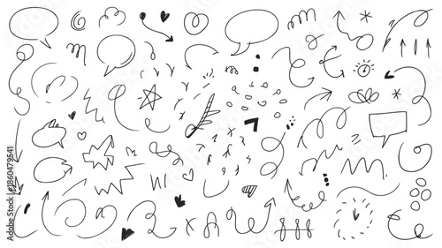 Hand drawn doodle arrows and speech bubbles for creative presentations
