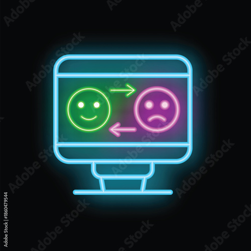 Wallpaper Mural Neon sign of a desktop computer screen with arrows showing change from an unhappy to a happy customer Torontodigital.ca