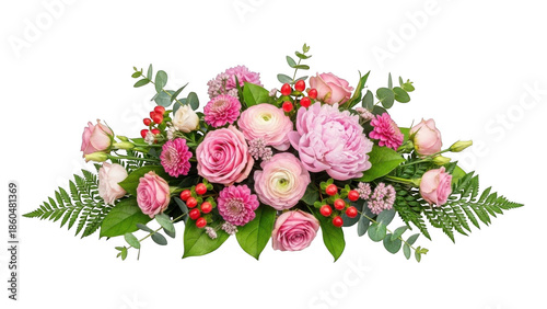 Beautiful floral arrangement isolated on transparent background