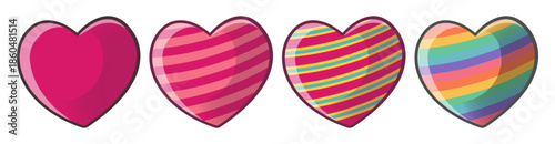 Fotografie heart shapes colorful pastel rainbow isolated vector illustration for celebratio