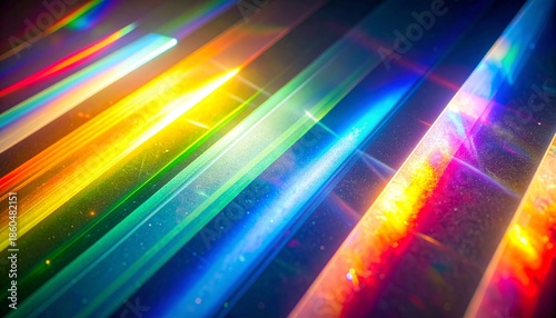 Colorful Light Spectrum: Dynamic display of refracted light, showcasing the mesmerizing dance of the full rainbow spectrum. Capturing a vibrant, artistic representation of color and light refraction.
