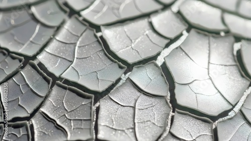 Atmospheric fractured seafoam glaze surface with silver reveal patina and abstract controlled shatter artwork design