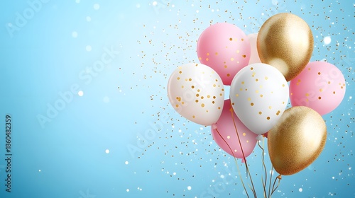 Soft Color Balloon Bouquet with Copy Space. 