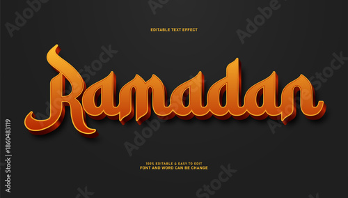 Ramadan Editable Text Effect with Orange 3D Calligraphy Style