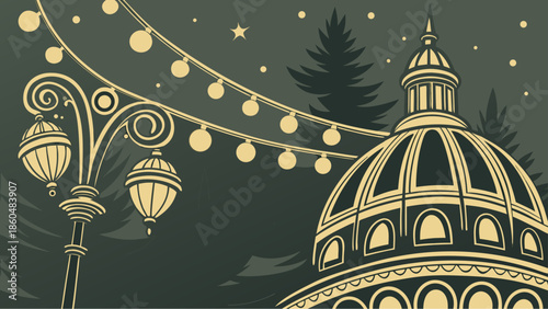 vector illustration of a church in the background