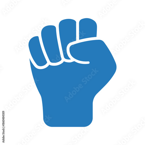 Raised hand with clenched fist icon. Power and solidarity icon