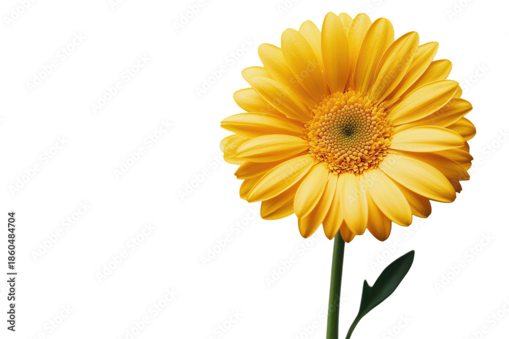 Fototapeta premium Simple yellow tulip floral illustration on bright white background isolated on transparent background