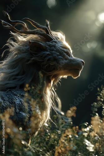 Glowing Qilin Mythical Creature in Serene Natural Landscape
