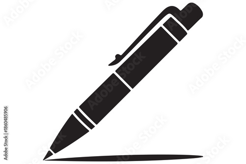 Pen silhouette icon for writing creativity and design concept
