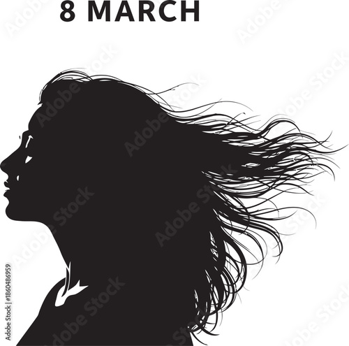 International women's day silhouette isolated on transparent background celebrating empowerment and equality on 8th march
