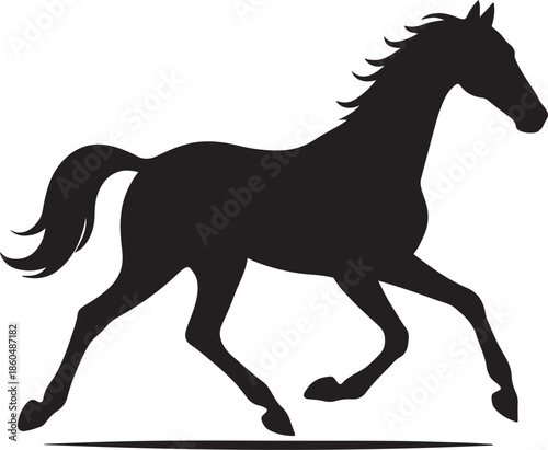 Elegant Running Horse Silhouette Vector Illustration Isolated on White