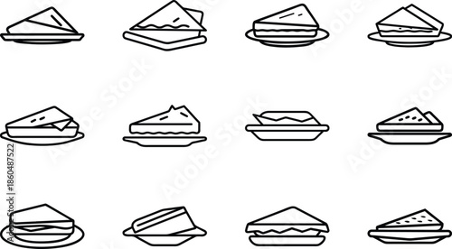 Minimal Food and Kitchen Line Art Icon Set, Grocery Cooking and Bakery Outline Icons Collection, Editable Black and White Vector Style Symbols for Apps, Websites, UI Design and Branding