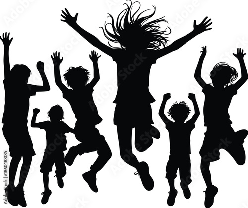 Children jumping for joy in a playful and energetic scene