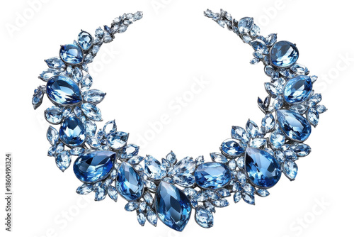 Sparkling blue crystal necklace luxury gemstone jewelry elegant women s on transparent background