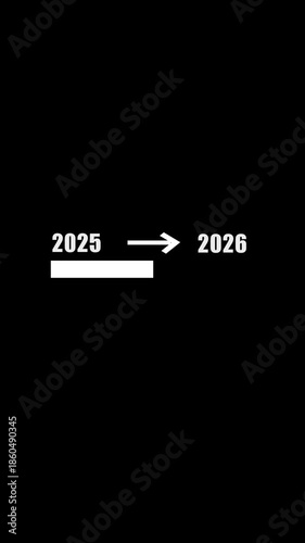 New year 2026 loading bar animation Year changing from 2025 to 2026.Loading bar from 2025 to 2026 new year transfer animation.Advance happy new year.