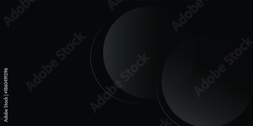 Dark abstract background with dynamic gradient circles. Creative design of overlapping circles. Simple and modern geometric pattern elements for covers, banners, certificates, and cards. Eps. 2