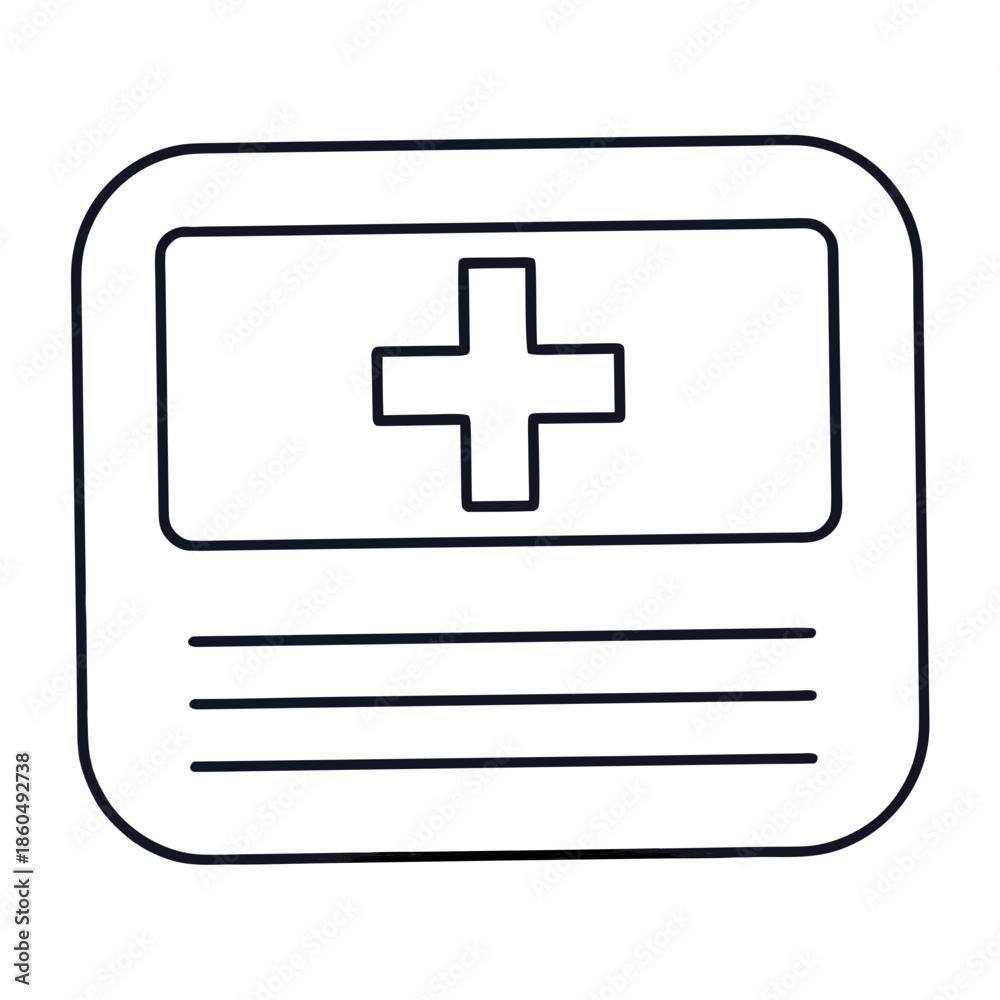 Obraz premium Medical Card Icon: An icon depicting a medical card, symbolizing access to healthcare and essential health information, ready for medical consultation.