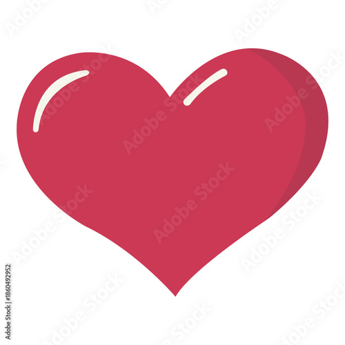 simple flat vector illustration of a shiny red heart