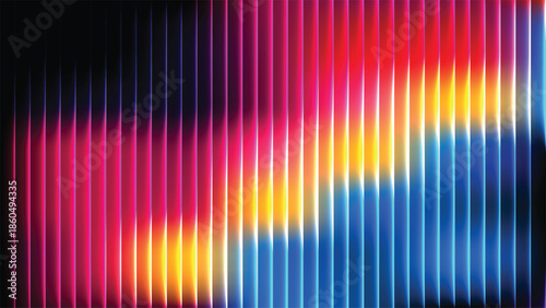 Abstract vertical neon light streaks in gradient colors from pink to blue background