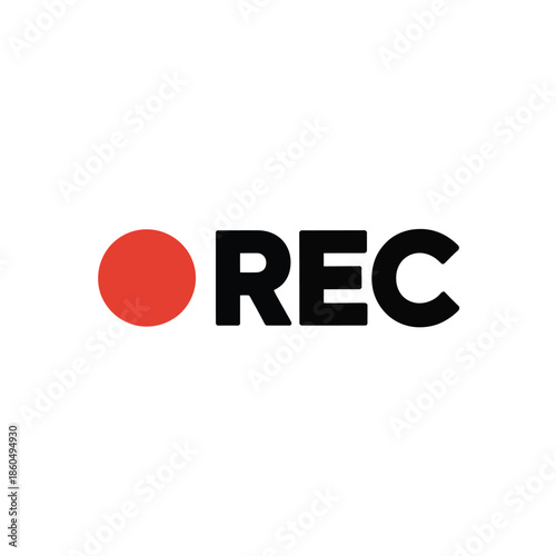 Recording sign with red dot and text rec on transparent background, video recording, live streaming icon