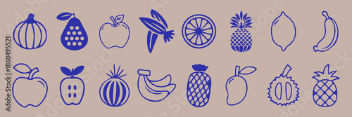 Hand drawn chalk food icons. Thanksgiving dinner table vector illustrations in Ink line style. 