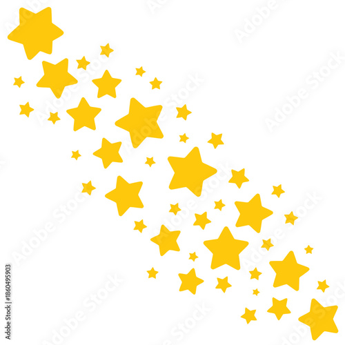 A scattering of vibrant yellow stars in a diagonal arrangement