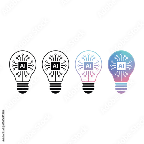 Artificial intelligence lightbulbs a visual representation of innovative ideas