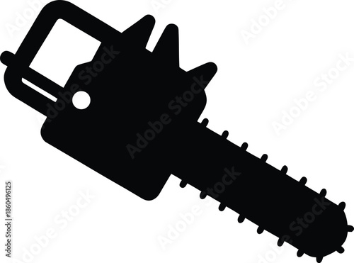 Black Silhouette Of A Chainsaw On Transparent Background