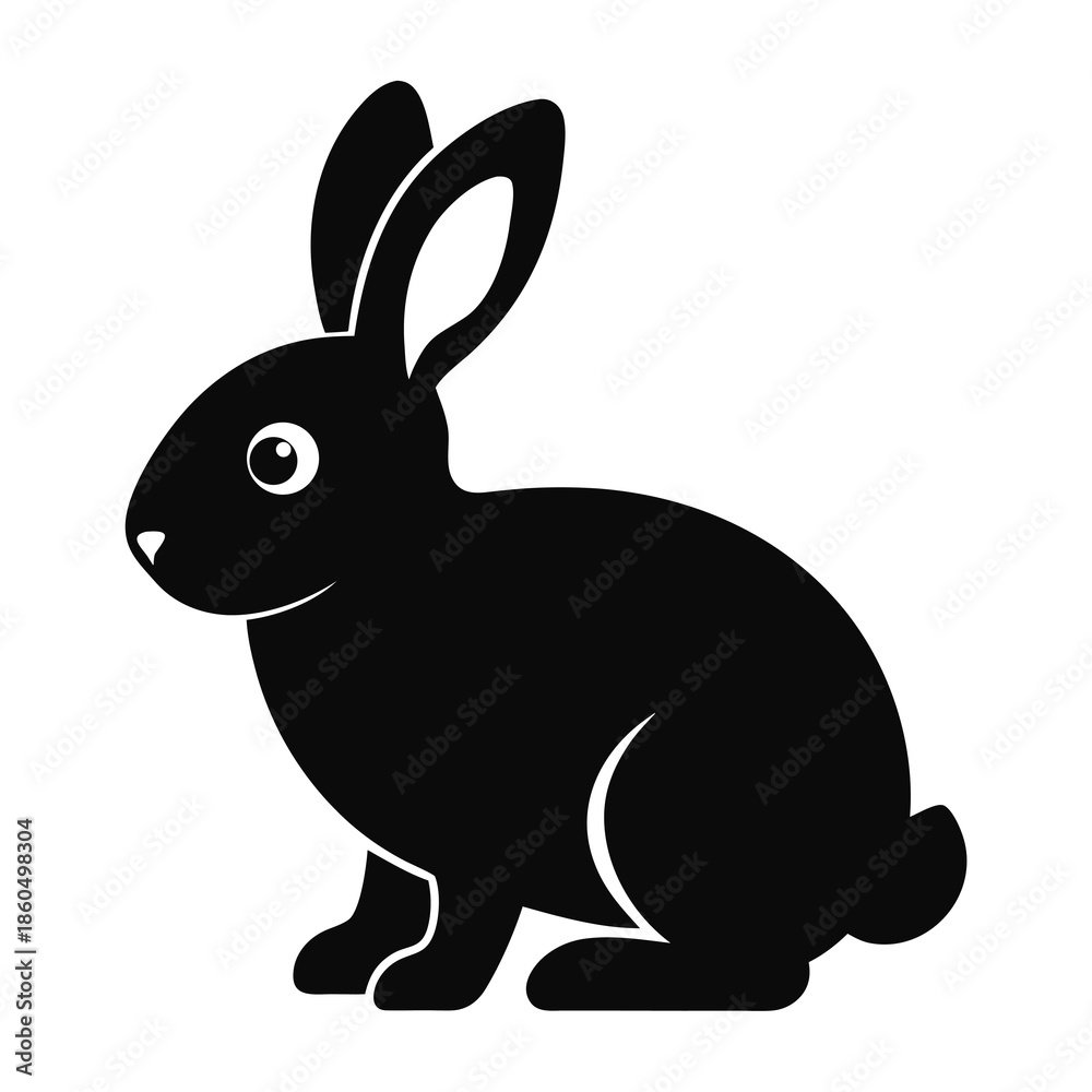 Obraz premium Simple black silhouette of a rabbit an icon or clipart illustration