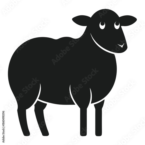 A simple black silhouette of a sheep icon in a rounded flat vector style