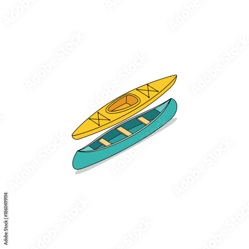Two Kayaks Side by Side Illustration.