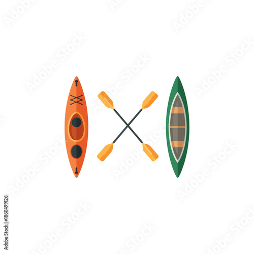 Two Kayaks and Paddles Ready for Adventure.