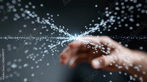 Finger touching glowing heartbeat line symbolizing medical digital monitoring