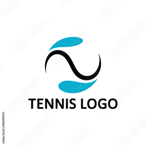 Abstract tennis logo featuring a flowing shape and bold text design