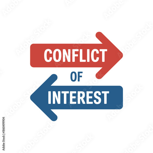 A visual representation of a conflict of interest with opposing arrows