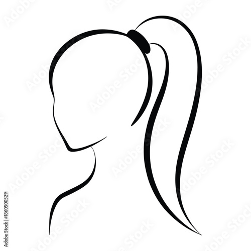 Illustration of Woman with Ponytail in Black Color for Beauty and Fashion Concepts with Clean and Minimalist Style up to Single Option