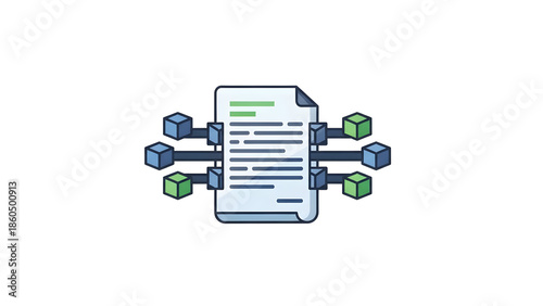 Document with connected data blocks.