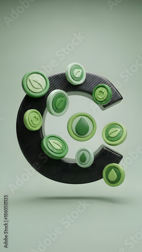 Eco friendly symbol with green icons.