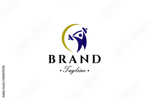 gym fitness logo with flat vector design