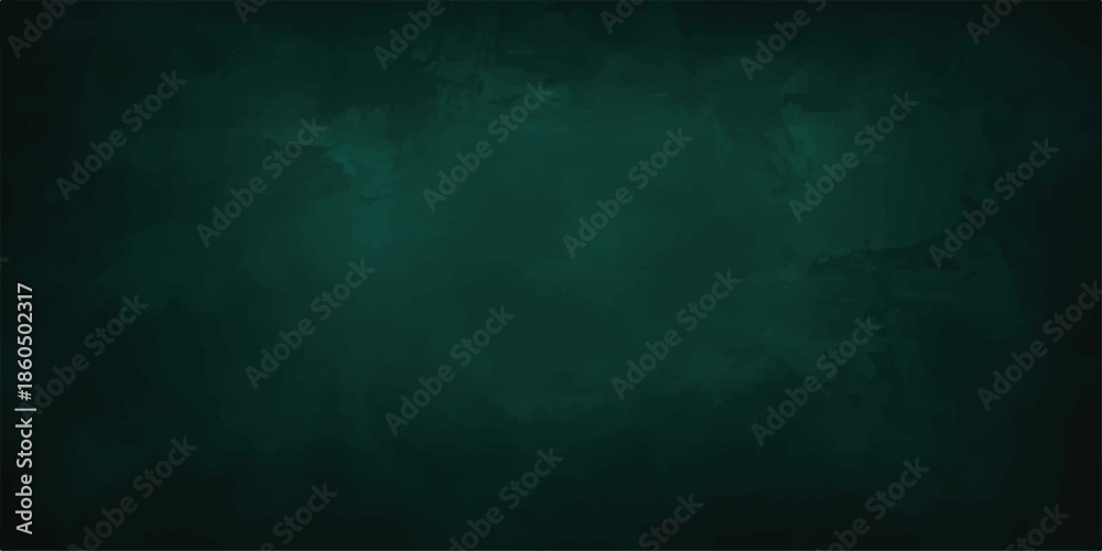 Fototapeta premium Blank green surface with grainy cement texture, dark corners. Dark green concrete wall background,vintage aged texture and black shadow border for luxurious abstract designs classic digital.